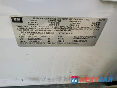 Zdjęcie 13 z 13 samochodu: 2012 GMC TERRAIN SLE VIN:2GKALMEK0C6343632 - miniatura