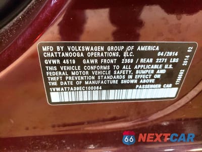 Zdjęcie 12 z 12 samochodu: 2014 VOLKSWAGEN PASSAT S VIN:1VWAT7A39EC100064 - miniatura