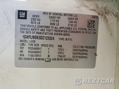 Zdjęcie 13 z 13 samochodu: 2013 CHEVROLET EQUINOX LT VIN:1GNFLNEK3DZ123924 - miniatura