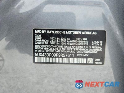 Zdjęcie 14 z 14 samochodu: 2023 BMW X3 SDRIVE30I VIN:5UX43DP09P9R57611 - miniatura