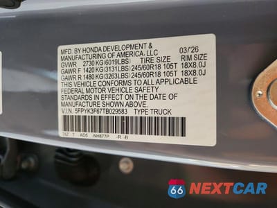 Zdjęcie 13 z 13 samochodu: 2026 HONDA RIDGELINE TRAIL SPORT VIN:5FPYK3F67TB029583 - miniatura