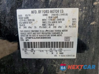Zdjęcie 13 z 13 samochodu: 2019 FORD EDGE SEL VIN:2FMPK4J99KBB89368 - miniatura