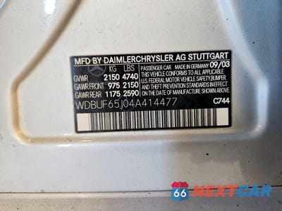 Zdjęcie 13 z 13 samochodu: 2004 MERCEDES-BENZ E 320 VIN:WDBUF65J04A414477 - miniatura