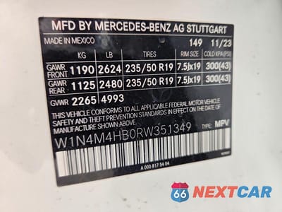 Zdjęcie 13 z 13 samochodu: 2024 MERCEDES-BENZ GLB 250 4MATIC VIN:W1N4M4HB0RW351349 - miniatura