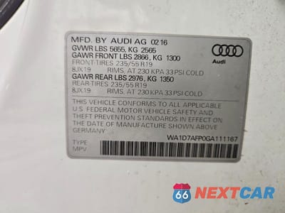 Zdjęcie 13 z 13 samochodu: 2016 AUDI Q5 PREMIUM PLUS S-LINE VIN:WA1D7AFP0GA111167 - miniatura
