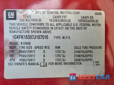 Zdjęcie 13 z 13 samochodu: 2007 GMC YUKON XL K1500 VIN:1GKFK16397J187016 - miniatura