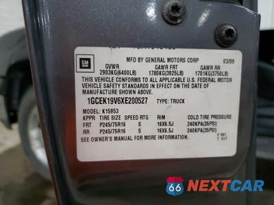 Zdjęcie 12 z 12 samochodu: 1999 CHEVROLET SILVERADO K1500 VIN:1GCEK19V6XE200527 - miniatura