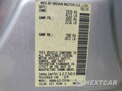 Zdjęcie 13 z 13 samochodu: 2015 NISSAN ALTIMA 2.5 S VIN:1N4AL3AP7FC127303 - miniatura