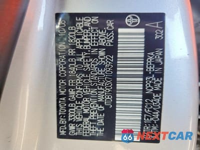 Zdjęcie 12 z 12 samochodu: 2007 TOYOTA YARIS VIN:JTDBT903X71093922 - miniatura