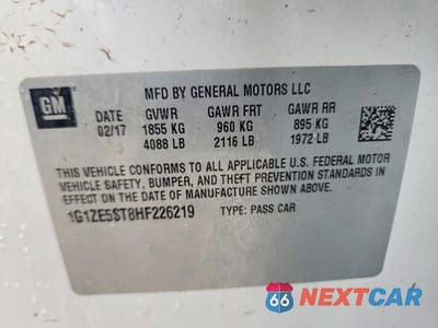 Zdjęcie 12 z 12 samochodu: 2017 CHEVROLET MALIBU LT VIN:1G1ZE5ST8HF226219 - miniatura