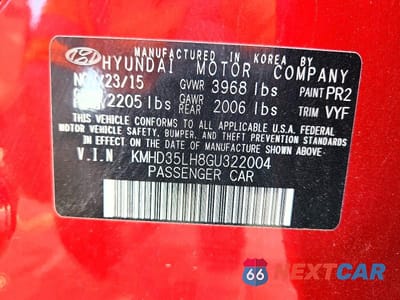 Zdjęcie 12 z 12 samochodu: 2016 HYUNDAI ELANTRA GT BASE VIN:KMHD35LH8GU322004 - miniatura