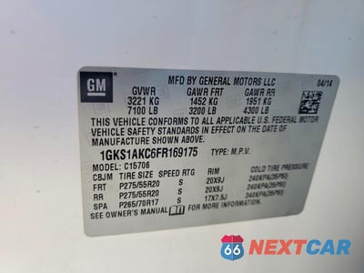 Zdjęcie 13 z 13 samochodu: 2015 GMC YUKON SLE VIN:1GKS1AKC6FR169175 - miniatura