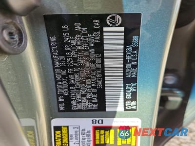 Zdjęcie 12 z 12 samochodu: 2020 LEXUS ES 300H VIN:58AD21B1XLU010012 - miniatura