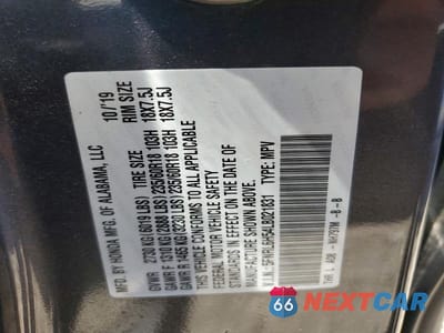 Zdjęcie 13 z 13 samochodu: 2020 HONDA ODYSSEY EX VIN:5FNRL6H54LB021831 - miniatura