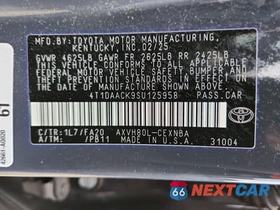 Zdjęcie 12 z 12 samochodu: 2025 TOYOTA CAMRY LE VIN:4T1DAACK9SU125958 - miniatura