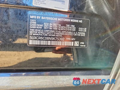 Zdjęcie 12 z 12 samochodu: 2022 BMW X5 XDRIVE40I VIN:5UXCR6C08N9K75392 - miniatura