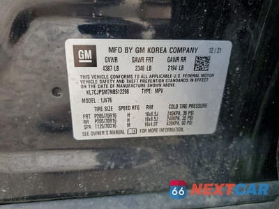 Zdjęcie 13 z 13 samochodu: 2022 CHEVROLET TRAX 1LT VIN:KL7CJPSM7NB512298 - miniatura
