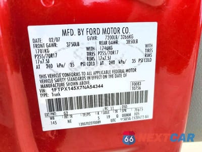 Zdjęcie 12 z 12 samochodu: 2007 FORD F150 VIN:1FTPX145X7NA54344 - miniatura