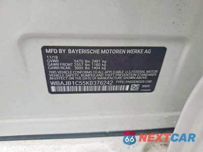 Zdjęcie 12 z 12 samochodu: 2019 BMW 530XE VIN:WBAJB1C55KB376242 - miniatura