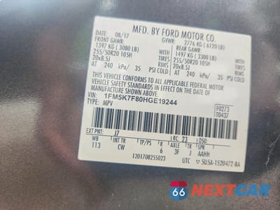 Zdjęcie 13 z 13 samochodu: 2017 FORD EXPLORER LIMITED VIN:1FM5K7F80HGE19244 - miniatura