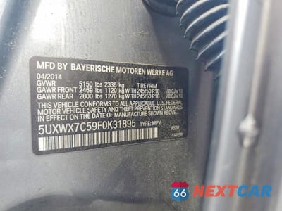 Zdjęcie 13 z 13 samochodu: 2015 BMW X3 XDRIVE35I VIN:5UXWX7C59F0K31895 - miniatura