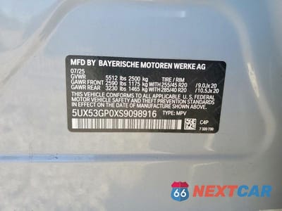 Zdjęcie 12 z 12 samochodu: 2025 BMW X3 30 XDRIVE VIN:5UX53GP0XS9098916 - miniatura
