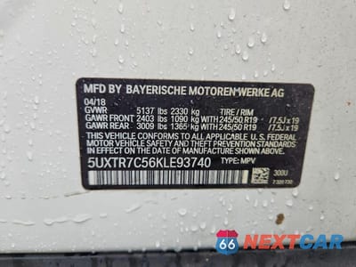 Zdjęcie 13 z 13 samochodu: 2019 BMW X3 SDRIVE30I VIN:5UXTR7C56KLE93740 - miniatura