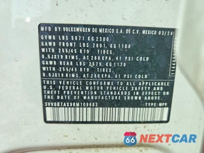 Zdjęcie 13 z 13 samochodu: 2024 VOLKSWAGEN TIGUAN SE R-LINE BLACK VIN:3VV8B7AX9RM109683 - miniatura