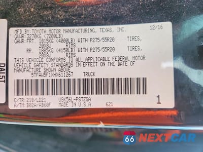 Zdjęcie 12 z 12 samochodu: 2017 TOYOTA TUNDRA 1794 EDITION VIN:5TFAW5F1XHX611267 - miniatura
