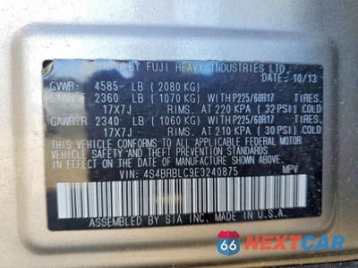 Zdjęcie 13 z 13 samochodu: 2014 SUBARU OUTBACK 2.5I LIMITED VIN:4S4BRBLC9E3240875 - miniatura