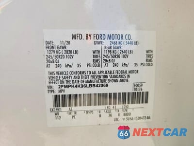 Zdjęcie 12 z 12 samochodu: 2020 FORD EDGE TITANIUM VIN:2FMPK4K96LBB42069 - miniatura