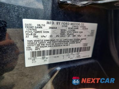 Zdjęcie 12 z 12 samochodu: 2011 FORD EDGE LIMITED VIN:2FMDK3KC8BBA18361 - miniatura