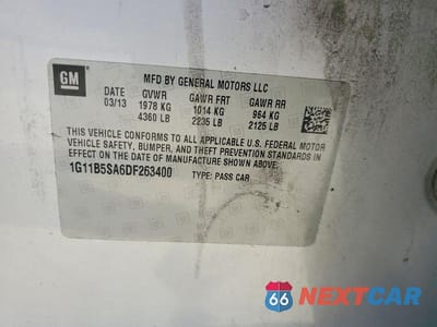Zdjęcie 12 z 12 samochodu: 2013 CHEVROLET MALIBU LS VIN:1G11B5SA6DF263400 - miniatura