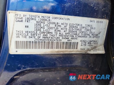 Zdjęcie 12 z 12 samochodu: 2003 TOYOTA RAV4 BASE VIN:JTEHH20V830247639 - miniatura