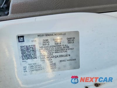 Zdjęcie 14 z 14 samochodu: 2018 CHEVROLET EXPRESS G2500 VIN:1GCWGAFGXJ1911674 - miniatura