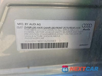 Zdjęcie 12 z 12 samochodu: 2007 AUDI A4 3.2 QUATTRO VIN:WAUDH78E07A232683 - miniatura