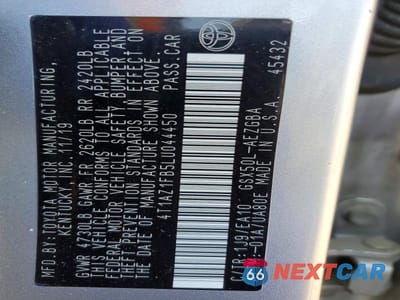 Zdjęcie 12 z 12 samochodu: 2020 TOYOTA AVALON XLE VIN:4T1AZ1FB5LU044450 - miniatura