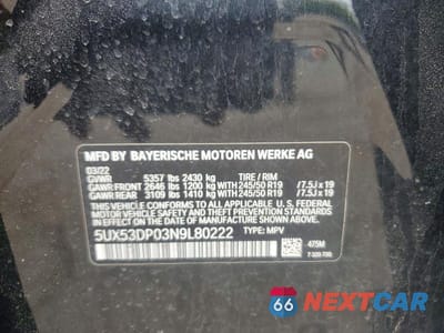Zdjęcie 13 z 13 samochodu: 2022 BMW X3 XDRIVE30I VIN:5UX53DP03N9L80222 - miniatura