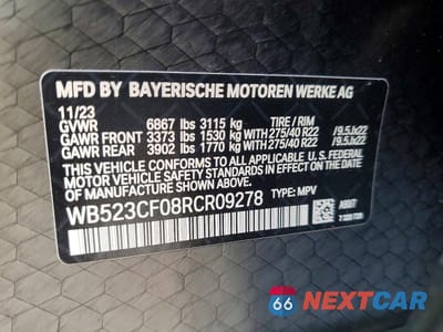 Zdjęcie 14 z 14 samochodu: 2024 BMW IX XDRIVE50 VIN:WB523CF08RCR09278 - miniatura