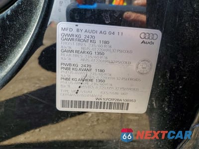 Zdjęcie 13 z 13 samochodu: 2011 AUDI Q5 PREMIUM PLUS VIN:WA1LFCFP2BA108953 - miniatura