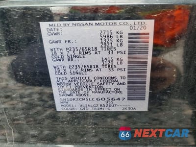 Zdjęcie 13 z 13 samochodu: 2020 NISSAN PATHFINDER SL VIN:5N1DR2CM5LC605647 - miniatura