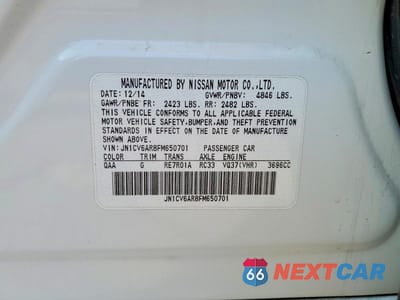 Zdjęcie 12 z 12 samochodu: 2015 INFINITI Q40 BASE VIN:JN1CV6AR8FM650701 - miniatura