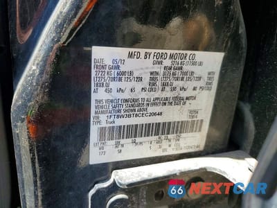 Zdjęcie 12 z 12 samochodu: 2012 FORD F350 SUPER DUTY VIN:1FT8W3BT8CEC20648 - miniatura