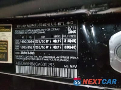 Zdjęcie 13 z 13 samochodu: 2012 MERCEDES-BENZ ML 350 4MATIC VIN:4JGDA5HB6CA035296 - miniatura