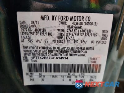 Zdjęcie 12 z 12 samochodu: 2012 FORD F250 SUPER DUTY VIN:1FT7X2B67CEA14914 - miniatura
