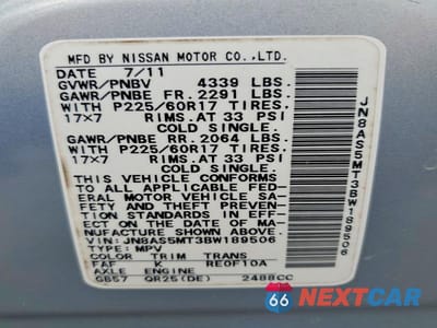 Zdjęcie 14 z 14 samochodu: 2011 NISSAN ROGUE VIN:JN8AS5MT3BW189506 - miniatura