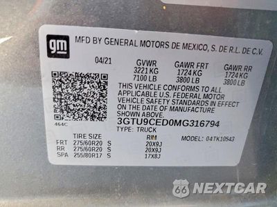 Zdjęcie 13 z 13 samochodu: 2021 GMC SIERRA1500 VIN:3GTU9CED0MG316794 - miniatura