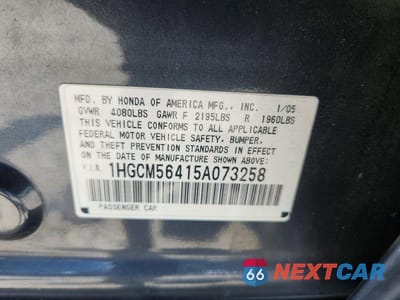 Zdjęcie 12 z 12 samochodu: 2005 HONDA ACCORD LX VIN:1HGCM56415A073258 - miniatura