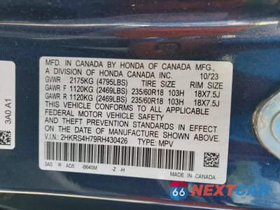 Zdjęcie 13 z 13 samochodu: 2024 HONDA CR-V EXL VIN:2HKRS4H79RH430426 - miniatura
