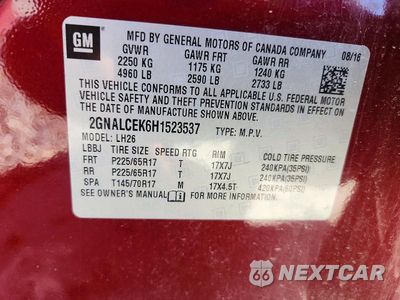 Zdjęcie 12 z 12 samochodu: 2017 CHEVROLET EQUINOX LT VIN:2GNALCEK6H1523537 - miniatura